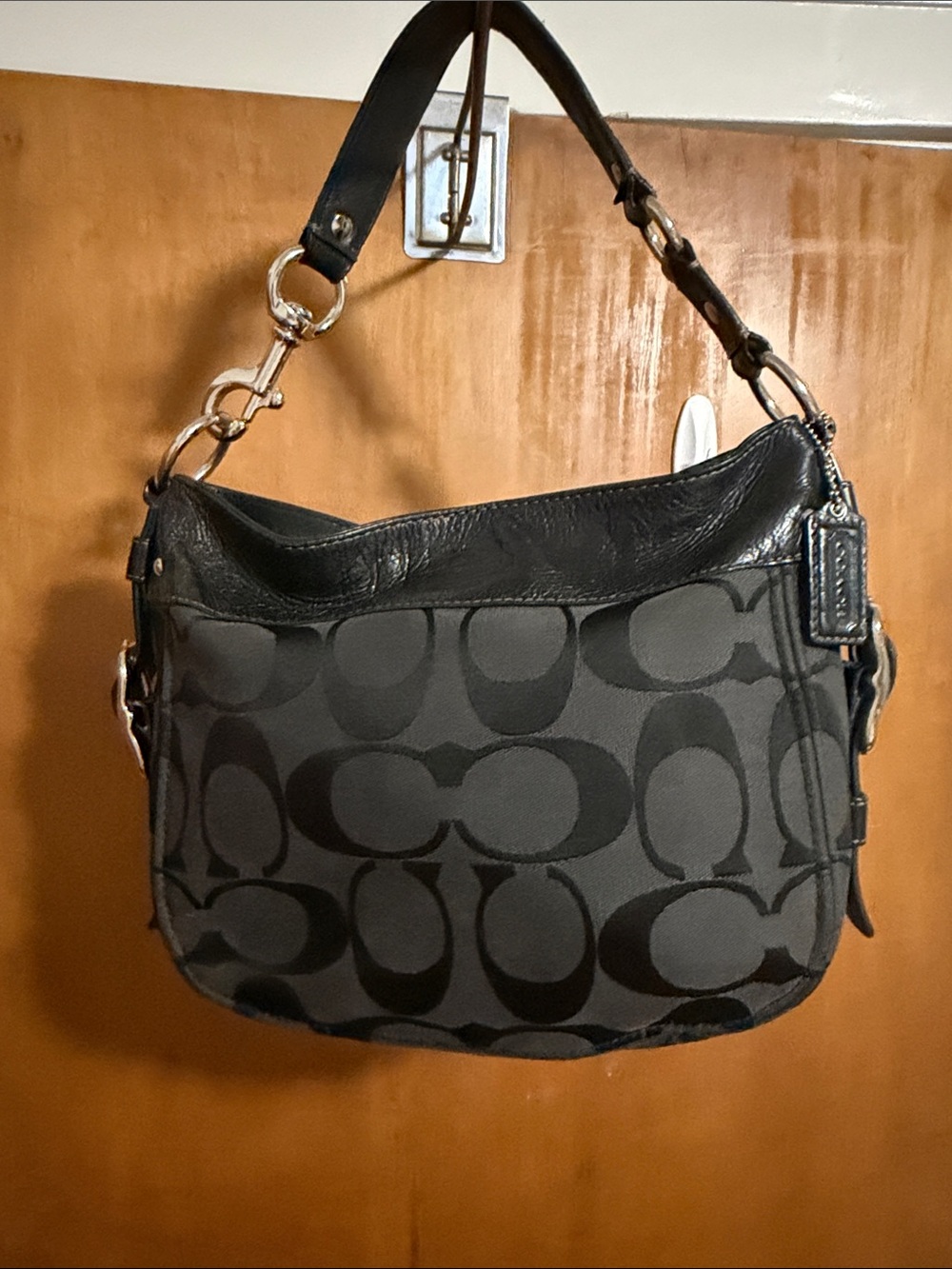 Coach Black & Charcoal Signature Hobo Bag k0893-12674